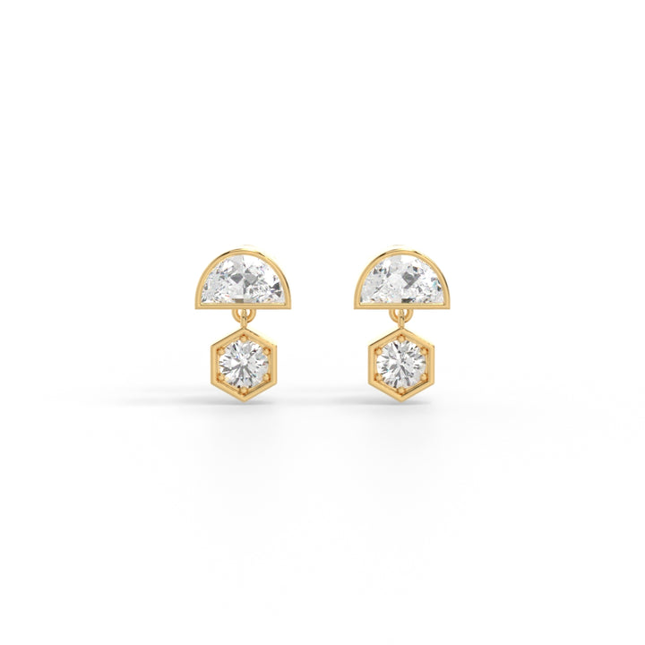 Crescent-round drop earrings
