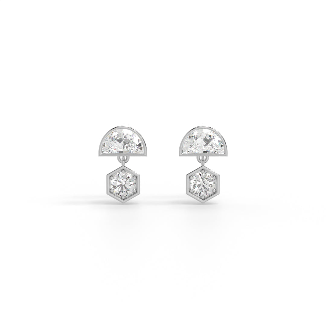 Crescent-round drop earrings