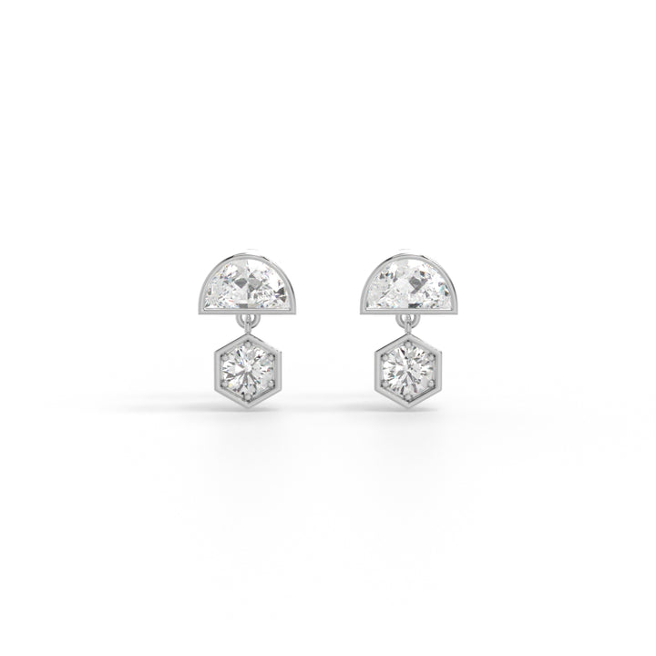 Crescent-round drop earrings