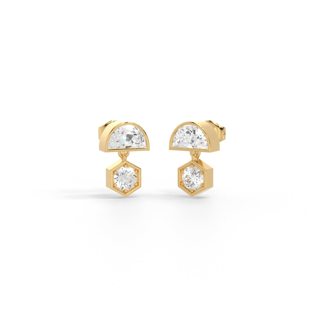 Crescent-round drop earrings