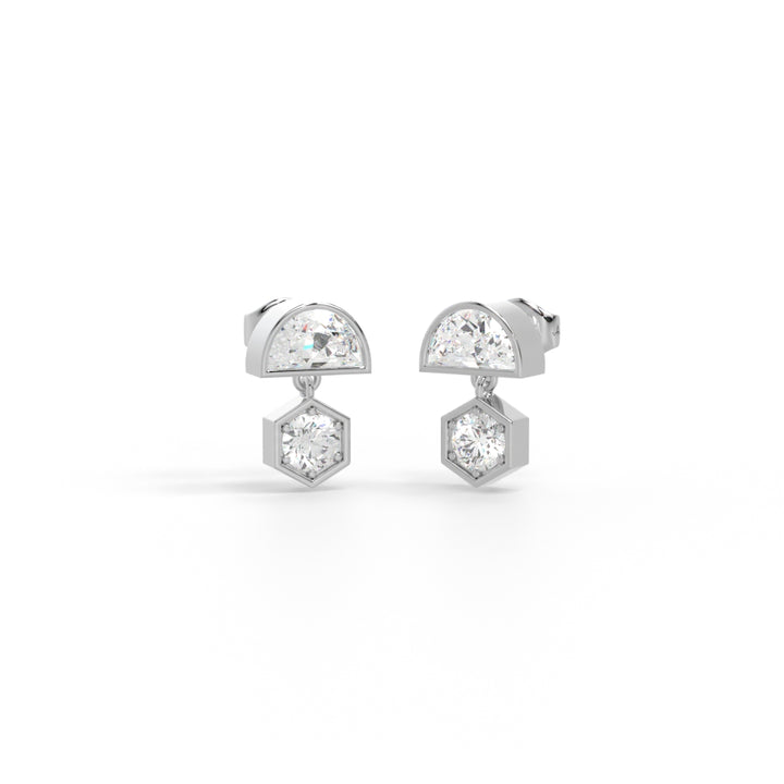 Crescent-round drop earrings