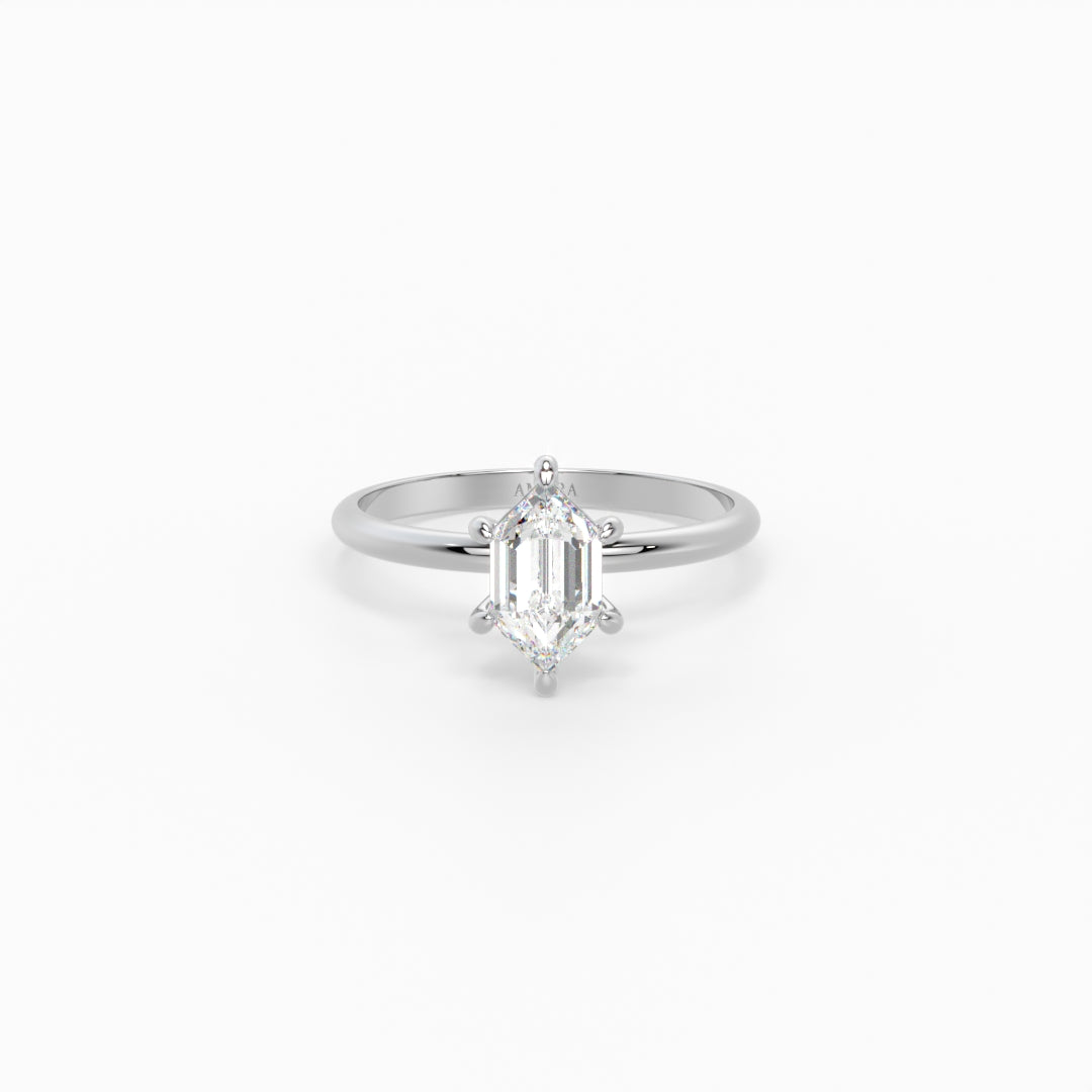 Hexagon Solitaire Ring 1.50 ct