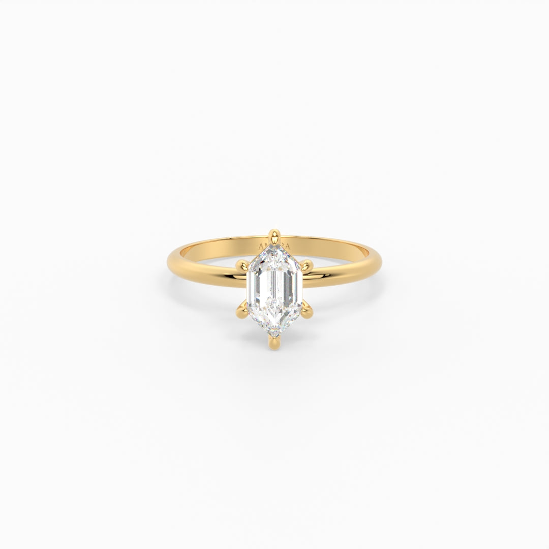 Hexagon Solitaire Ring 1.50 ct