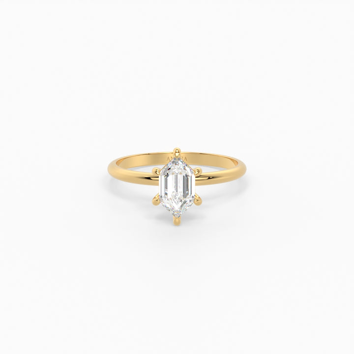 Hexagon Solitaire Ring 1.50 ct