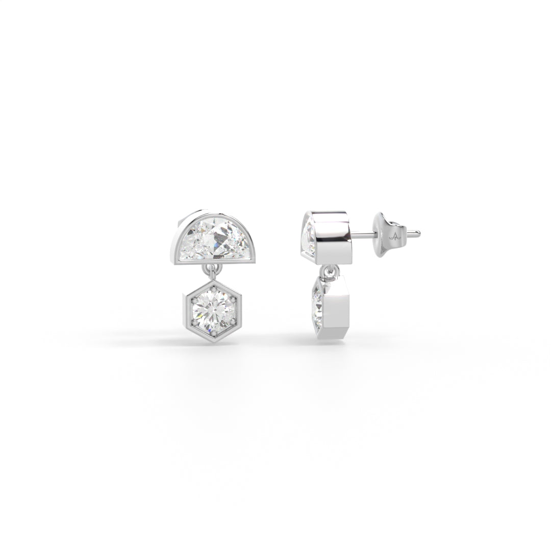 Crescent-round drop earrings
