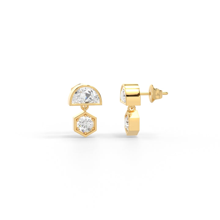 Crescent-round drop earrings