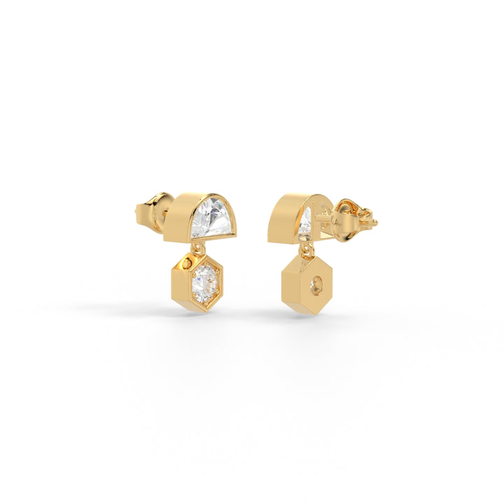 Crescent-round drop earrings