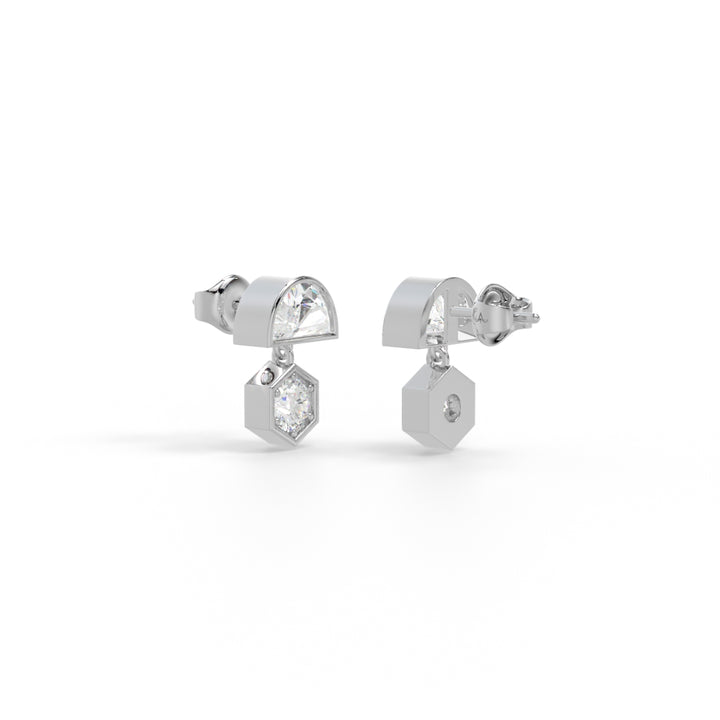 Crescent-round drop earrings