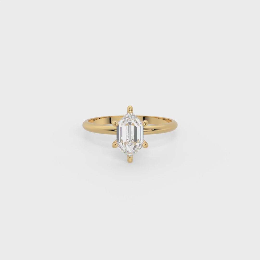 Hexagon Solitaire Ring 1.50 ct