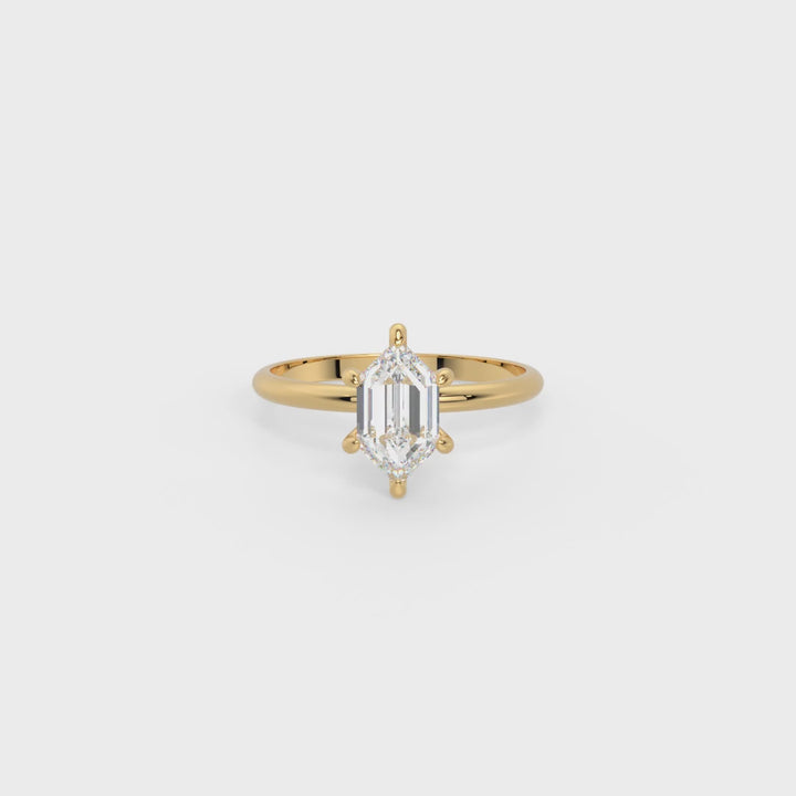 Hexagon Solitaire Ring 1.50 ct