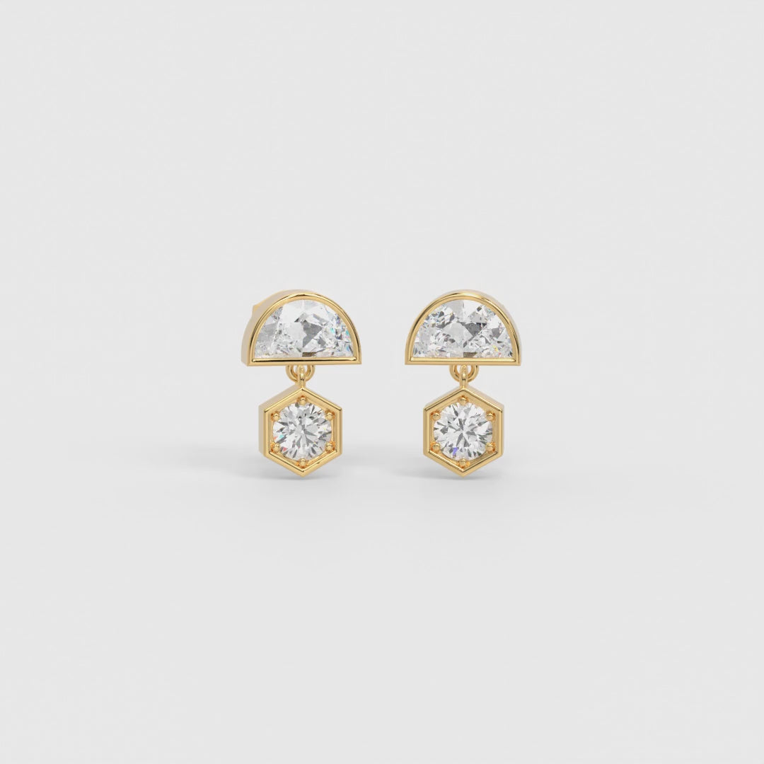 Crescent-round drop earrings