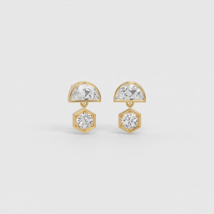 Crescent-round drop earrings
