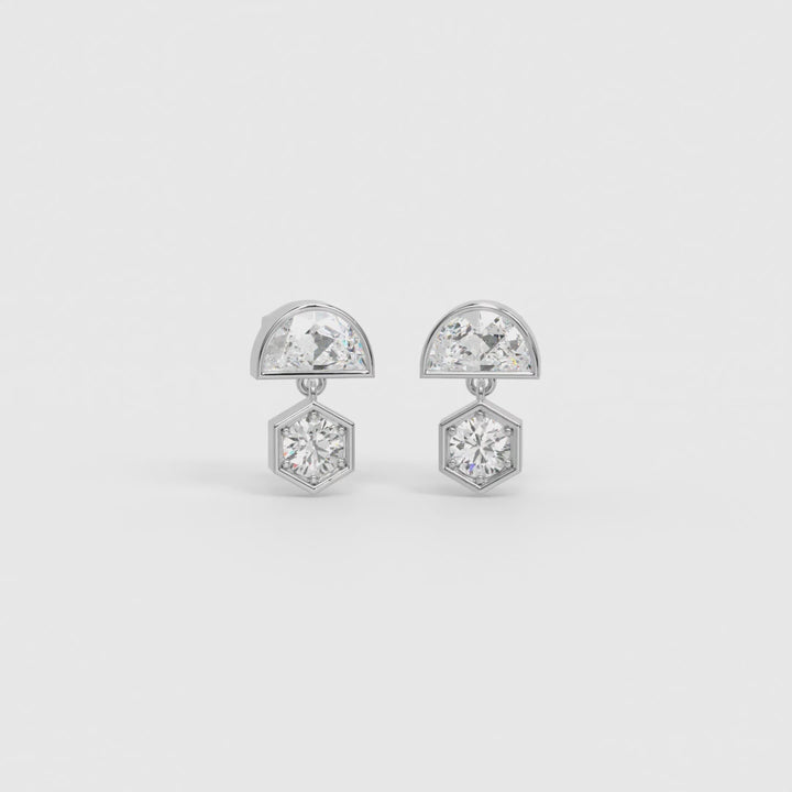 Crescent-round drop earrings