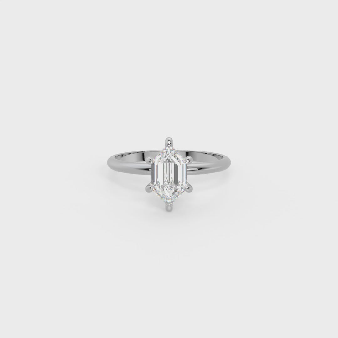 Hexagon Solitaire Ring 1.50 ct